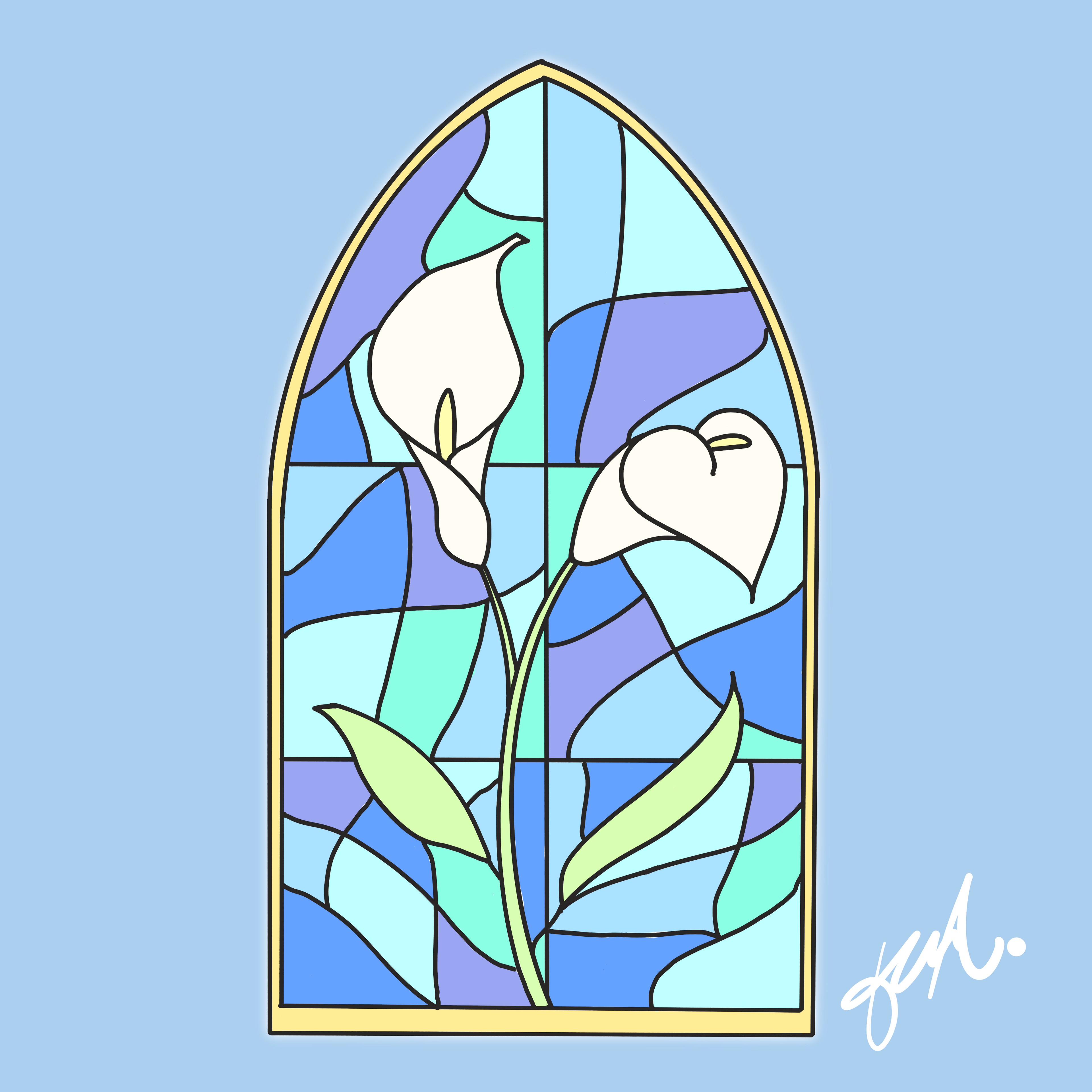Calla Lily Stained Glass Key Chain